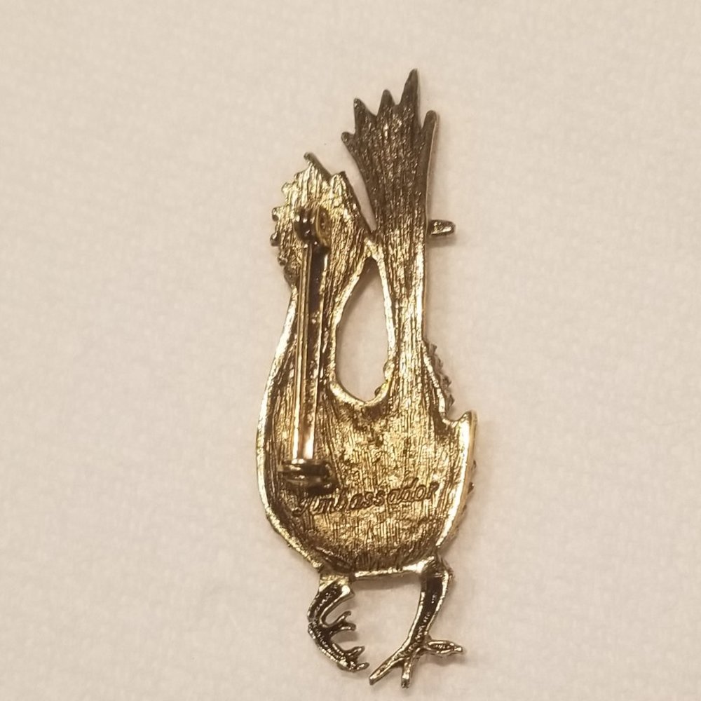 vintage goldtone Ambassador roadrunner brooch - Picture 4 of 5